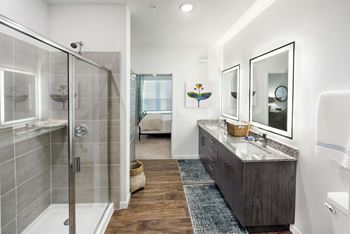 Dual vanities and walk-in showers*